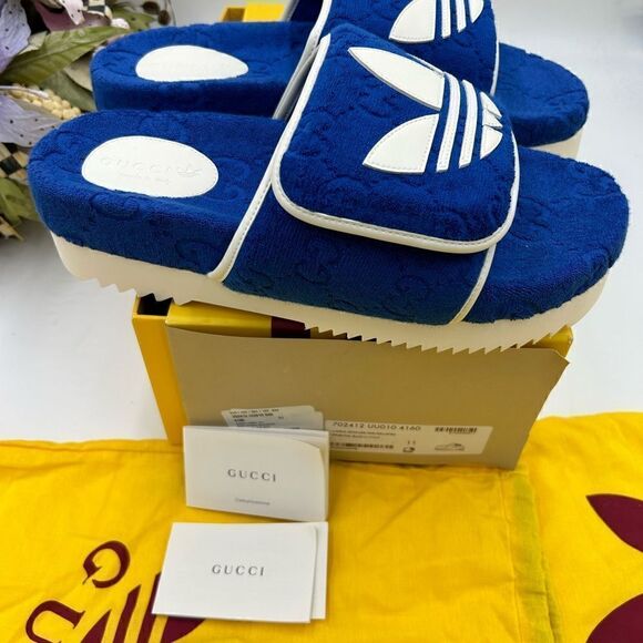 Men’s Gucci, X Adidas, GG monogram sandals size 11 made in Italy - Picture 7 of 8